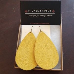 Nickel and Suede Sunflower Earrings